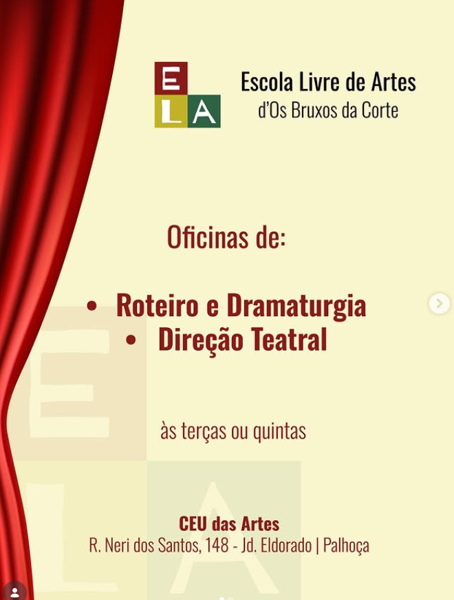 Oficinas gratuitas de teatro e audiovisual abrem inscrições em Palhoça